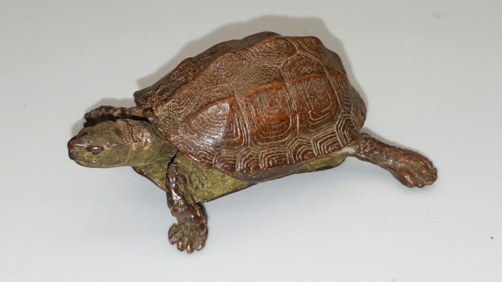 Excellent Meiji Japanese Miniature Bronze of a Turtle with Retractable Head/Tail