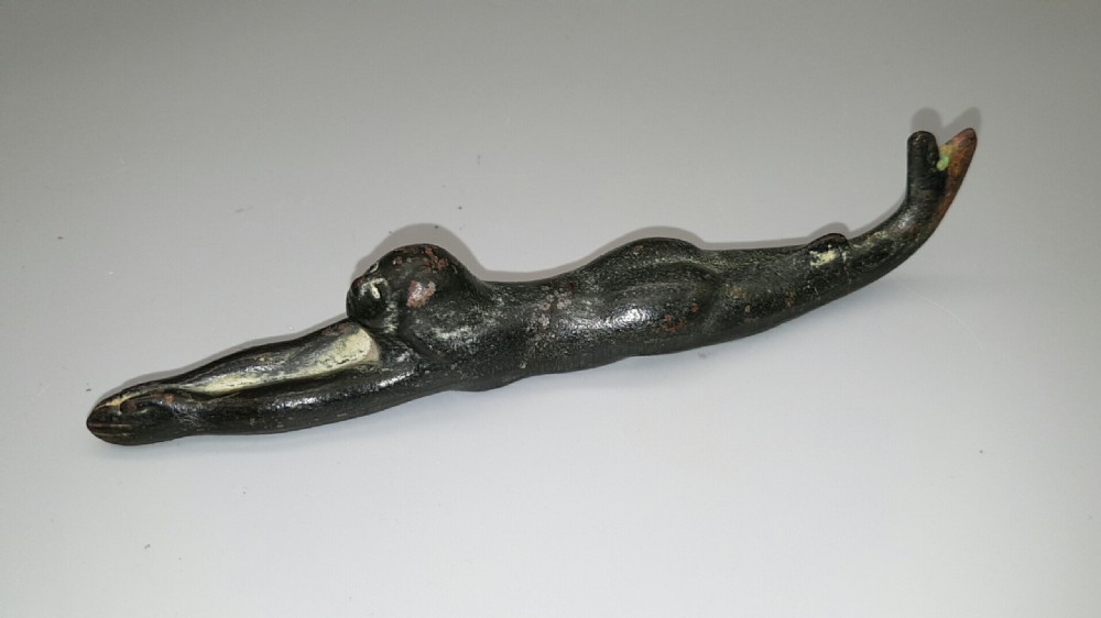 Unusual Japanese Meiji (19thC) Bronze Mermaid Paperweight