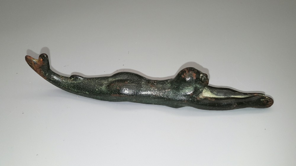 Unusual Japanese Meiji (19thC) Bronze Mermaid Paperweight View II