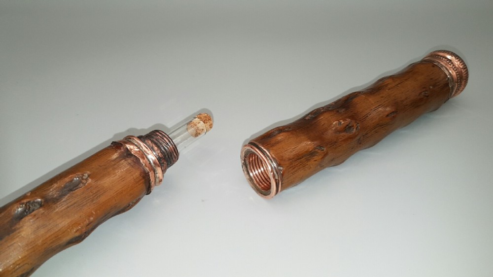 Rare Antique Victorian Gnarled Wood ‘Tippling’ Cane with a Concealed Glass Vial and Drinking Glass View VI