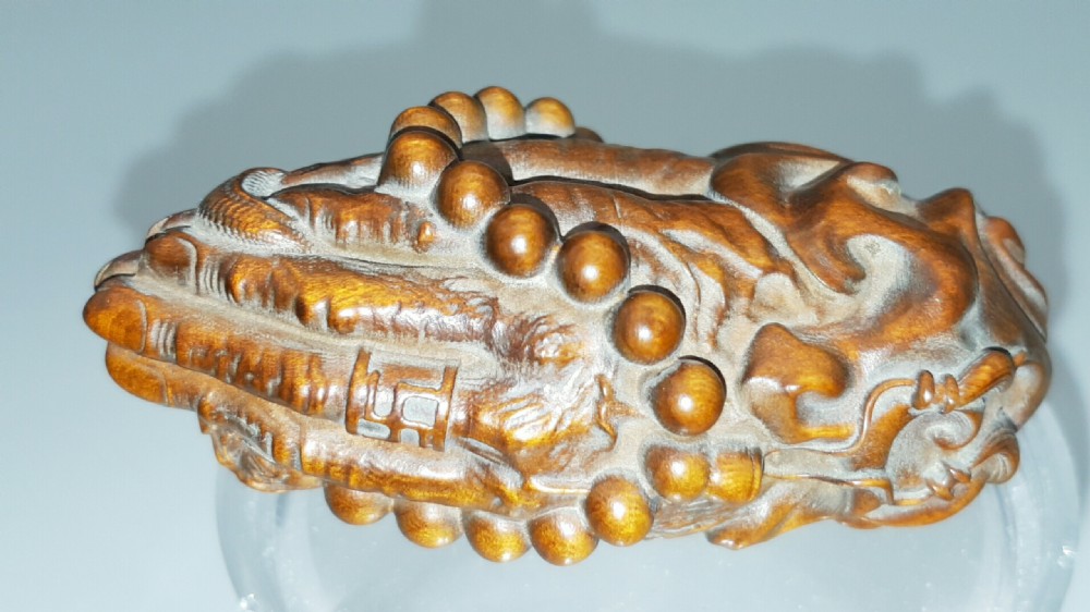 Exquisite Chinese 19thC Boxwood Carving (Treen) of Praying Hands Holding a Rosary