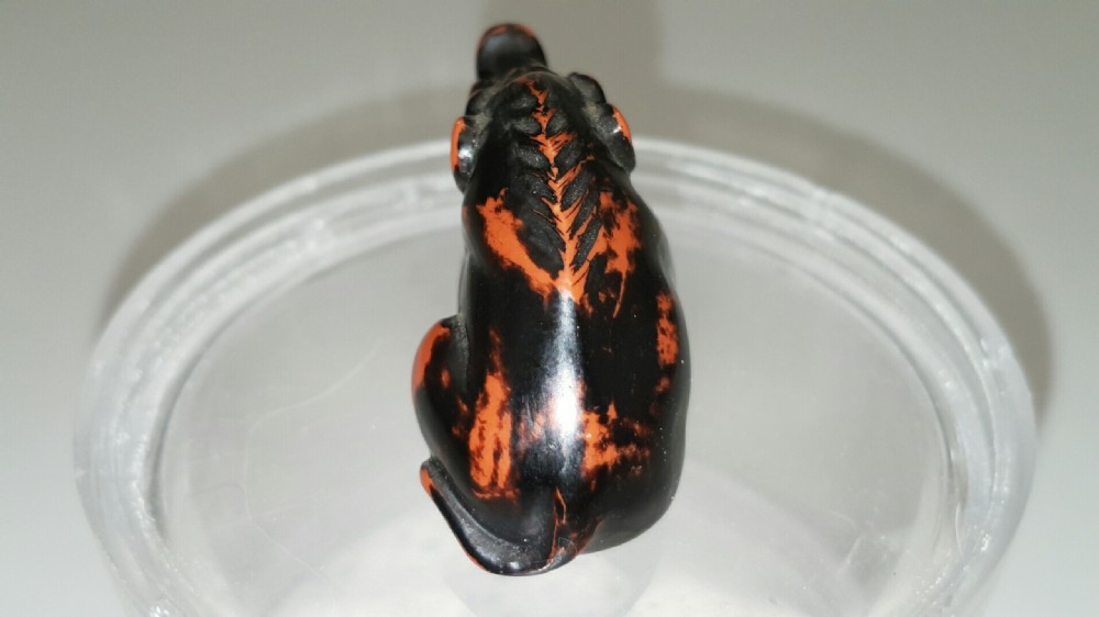 Rare Japanese Meiji Boxwood Negoro Lacquer Netsuke of a Wild Boar View III