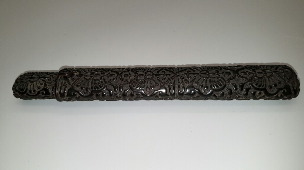 Rare Japanese Meiji (19thC) Black Lacquered Pipecase (Kiseru-sitzu) View II