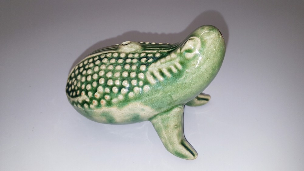 Antique (19thC) Chinese Celadon Porcelain Toad Water Dropper  View II