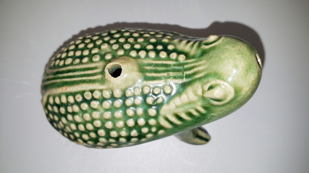Antique (19thC) Chinese Celadon Porcelain Toad Water Dropper  View III