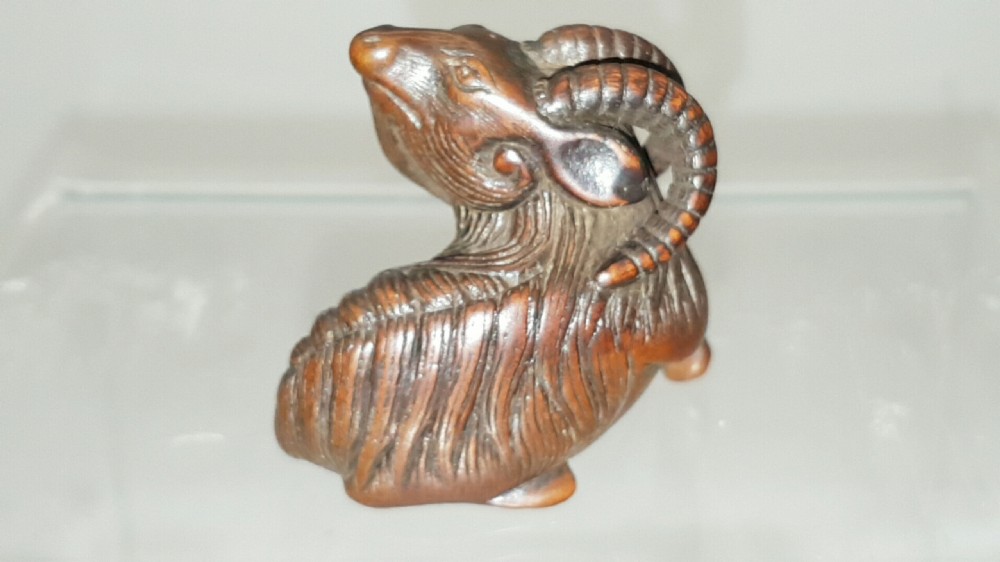 Lovely Japanese Edo (19thC) Boxwood Netsuke of a Goat View II