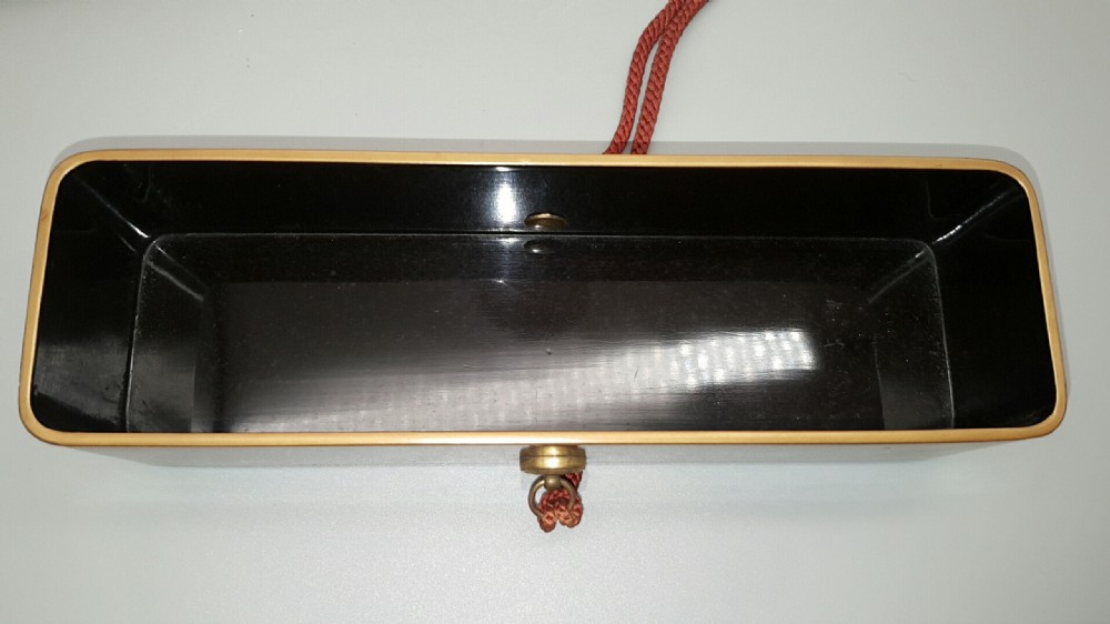 Lovely Japanese Meiji (19thC) Lacquer Letter Box (Fubako) with Cranes & Pine Tree Decoration View VI