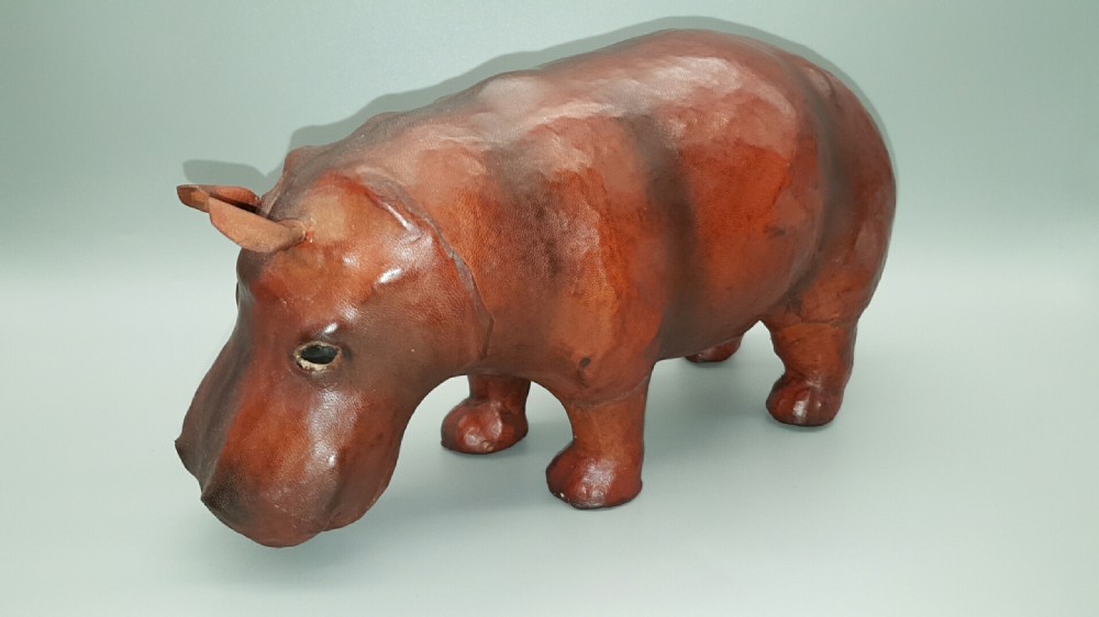 Charming Antique Leather Hippopotamus Retailed by Liberty of London