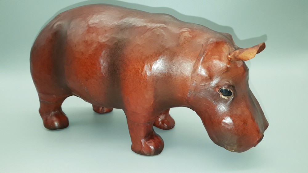 Charming Antique Leather Hippopotamus Retailed by Liberty of London View II