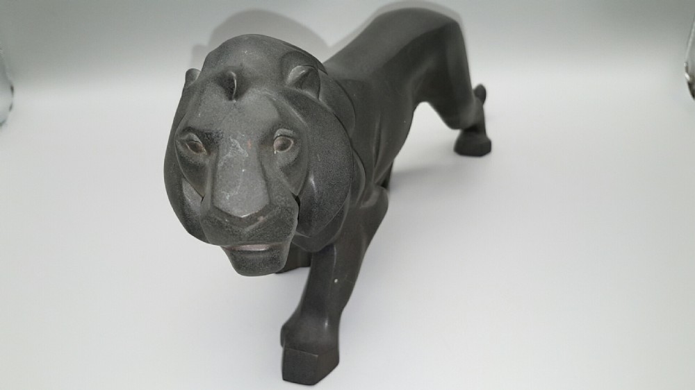 Rare Art Deco (1920s) Japanese Bronze Sculpture (Okimono) of a Tiger by Kabuki Shumei (Hideaki)  View III