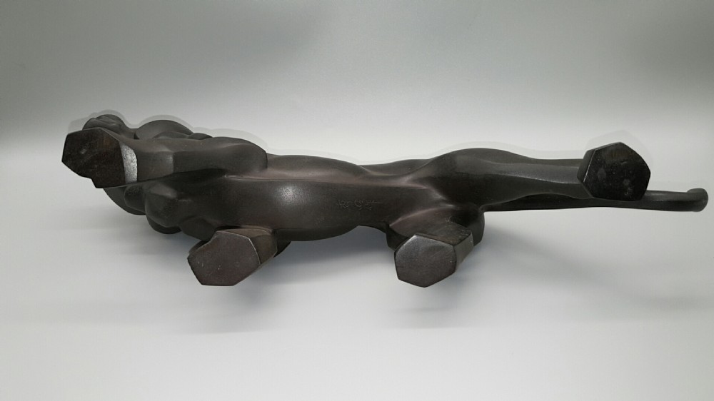 Rare Art Deco (1920s) Japanese Bronze Sculpture (Okimono) of a Tiger by Kabuki Shumei (Hideaki)  View V