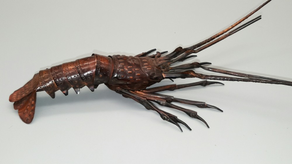 Intricate Japanese Antique Meiji (late 19thC) Copper Articulated (Jizai) Spiny Lobster 