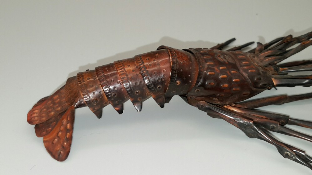 Intricate Japanese Antique Meiji (late 19thC) Copper Articulated (Jizai) Spiny Lobster  View II
