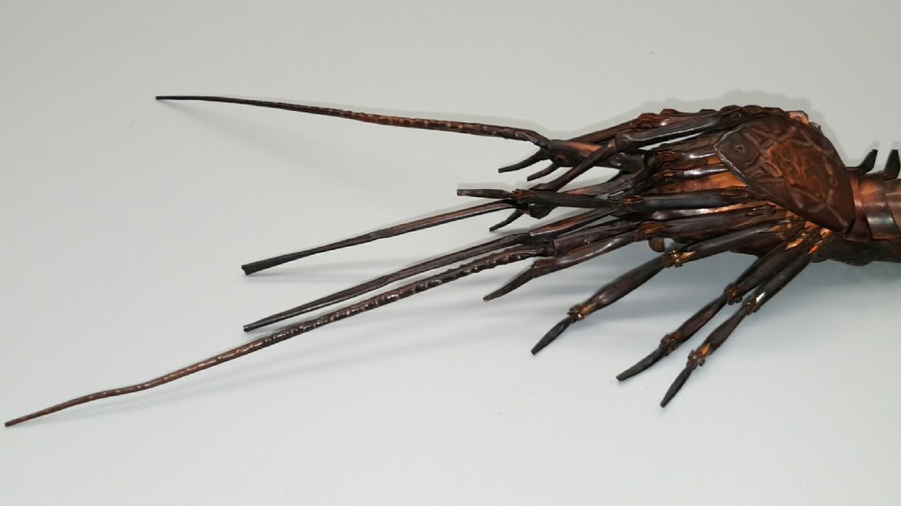 Intricate Japanese Antique Meiji (late 19thC) Copper Articulated (Jizai) Spiny Lobster  View IV