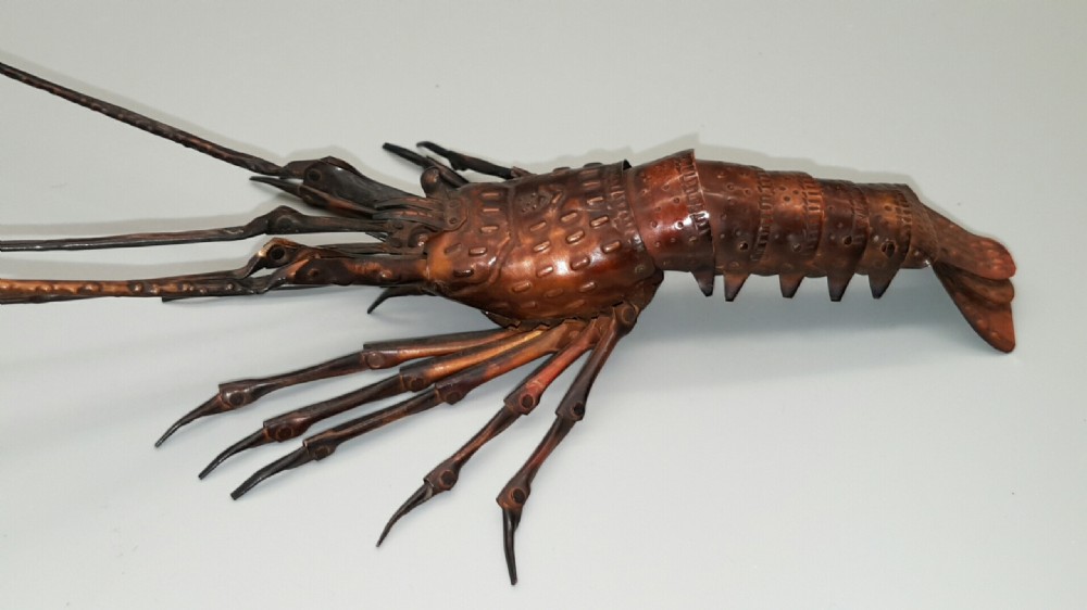 Intricate Japanese Antique Meiji (late 19thC) Copper Articulated (Jizai) Spiny Lobster  View VII