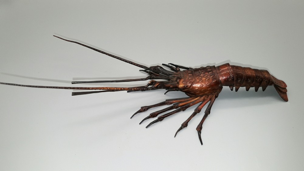 Intricate Japanese Antique Meiji (late 19thC) Copper Articulated (Jizai) Spiny Lobster  View VIII