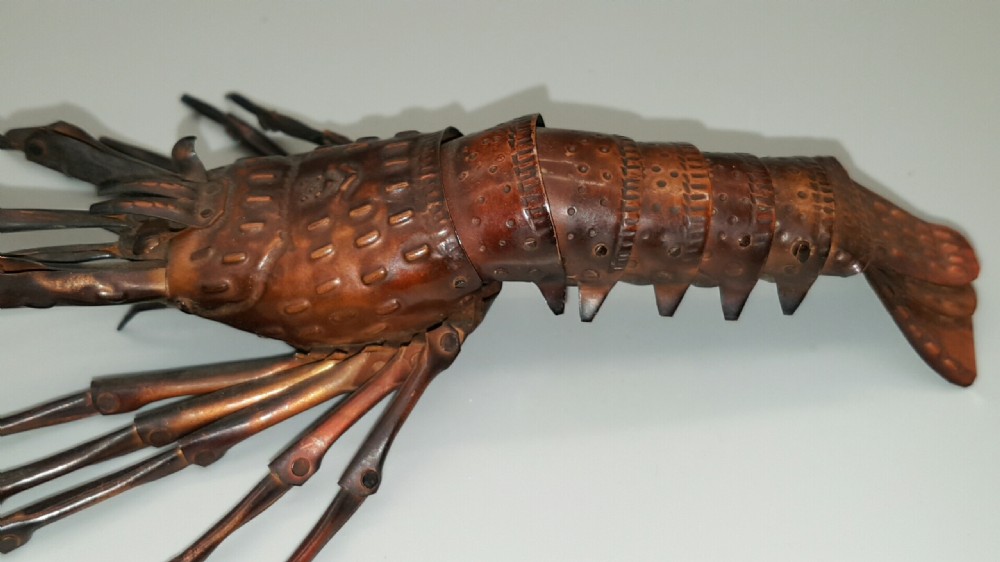 Intricate Japanese Antique Meiji (late 19thC) Copper Articulated (Jizai) Spiny Lobster  View IX