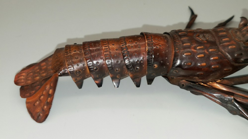 Intricate Japanese Antique Meiji (late 19thC) Copper Articulated (Jizai) Spiny Lobster  View X