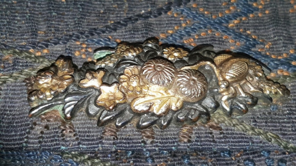 Lovely Japanese Meiji (19thC) Smoking Ensemble of Tobacco Pouch, Pipe and Pipecase View VI