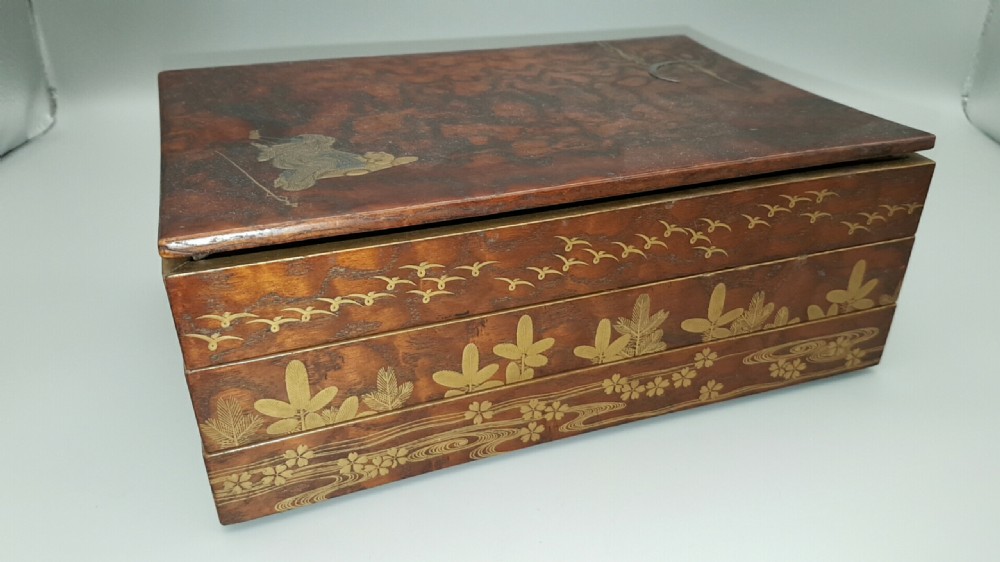 Beautiful Japanese Meiji (19thC) Lacquered Three-Tier Box and Cover 