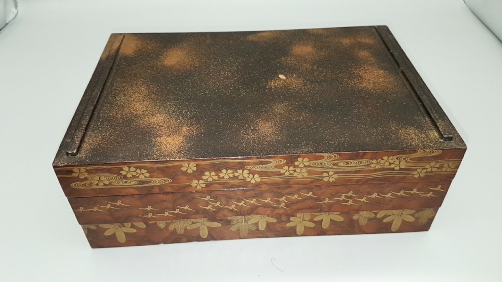 Beautiful Japanese Meiji (19thC) Lacquered Three-Tier Box and Cover  View VI