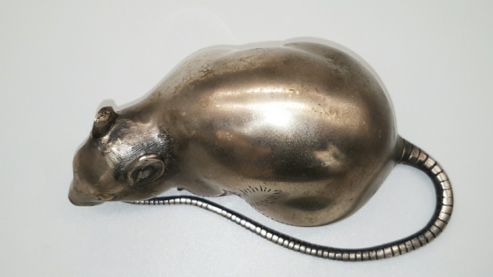 Striking Japanese Meiji (early 20thC) silvered bronze rat 1.45kg View V