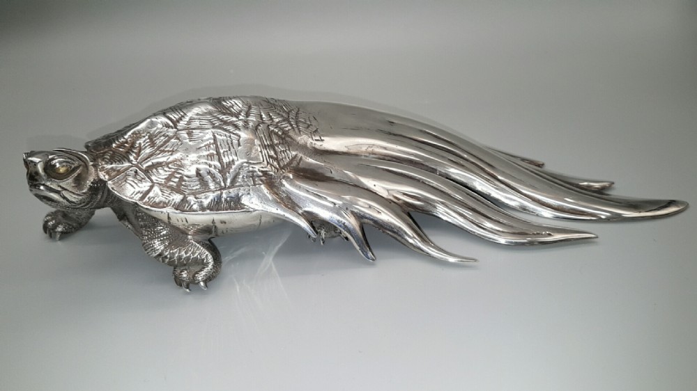 Superb Japanese Meiji/Taisho (early 20thC) Silver Minogame, Ryubundo Company 