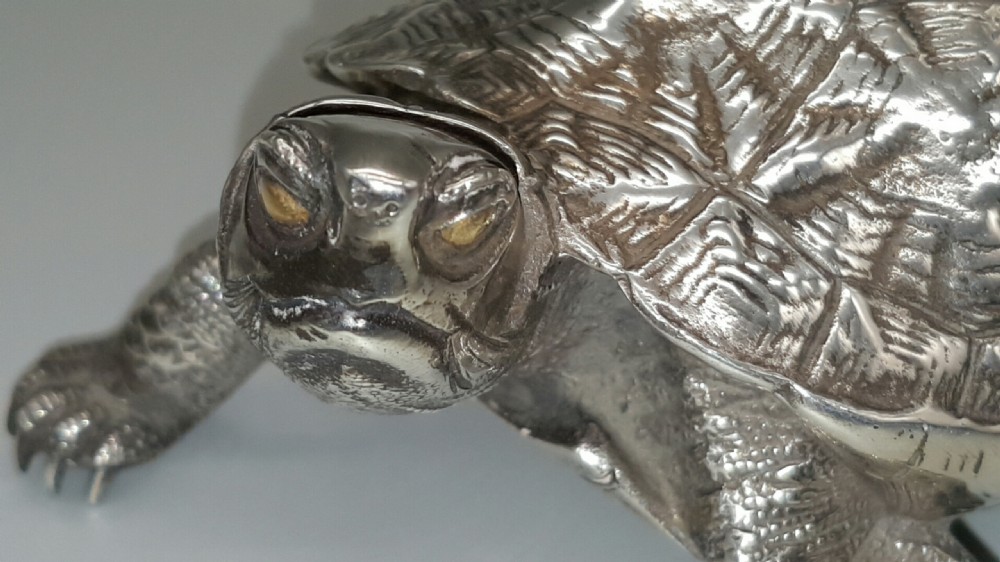 Superb Japanese Meiji/Taisho (early 20thC) Silver Minogame, Ryubundo Company  View III