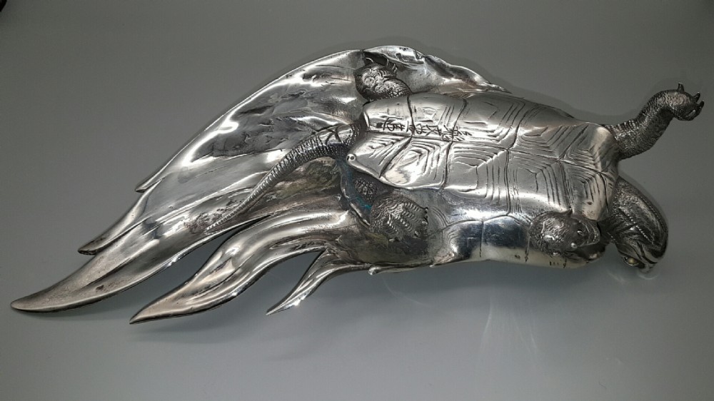 Superb Japanese Meiji/Taisho (early 20thC) Silver Minogame, Ryubundo Company  View V