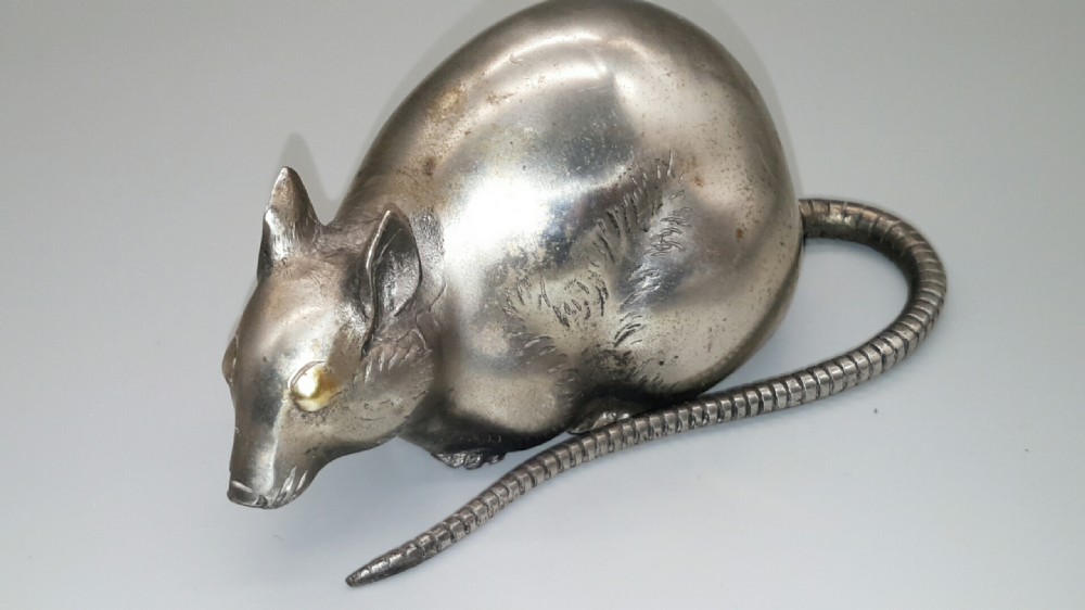 Striking Japanese Meiji silvered bronze rat 0.85kg View VI