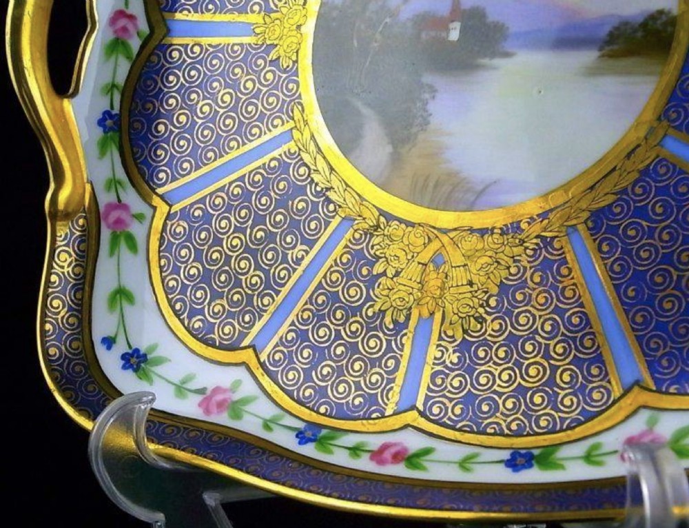 Rare Japanese Meiji (early 20thC) Pair of Noritake Porcelain Trays View III
