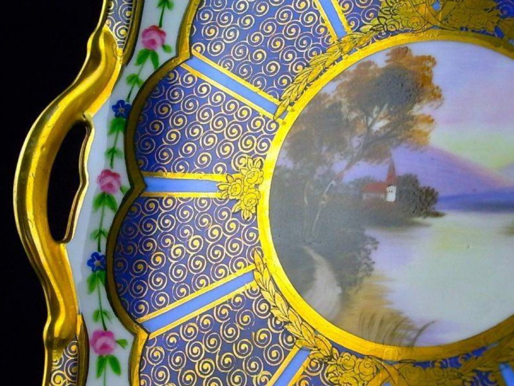 Rare Japanese Meiji (early 20thC) Pair of Noritake Porcelain Trays View IV