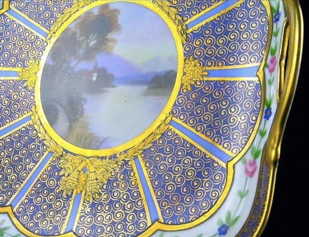 Rare Japanese Meiji (early 20thC) Pair of Noritake Porcelain Trays View VII