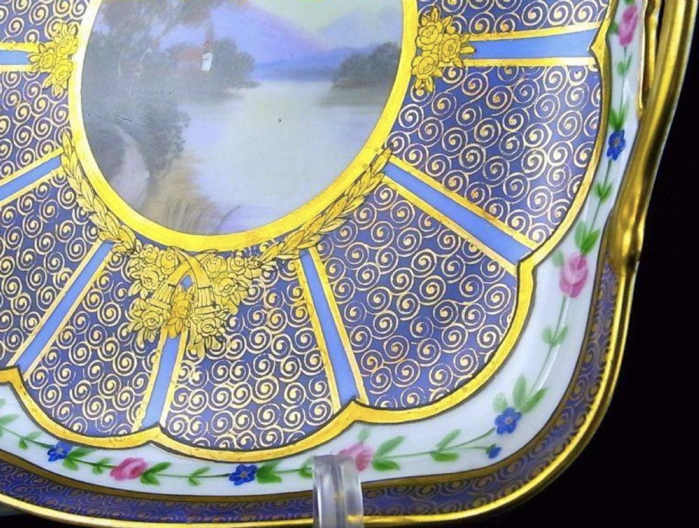 Rare Japanese Meiji (early 20thC) Pair of Noritake Porcelain Trays View IX