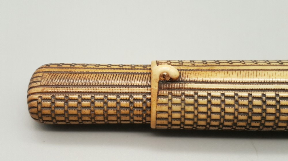 Superb Japanese Meiji (19thC) Stag Antler Pipecase (Kiseruzutsu) of Musozutsu Form View V