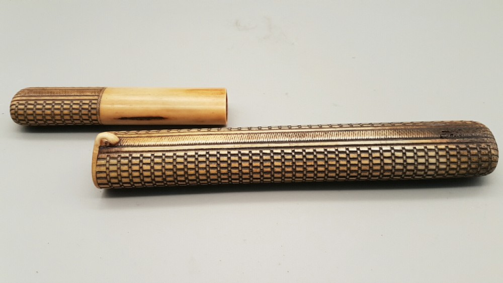 Superb Japanese Meiji (19thC) Stag Antler Pipecase (Kiseruzutsu) of Musozutsu Form View VI