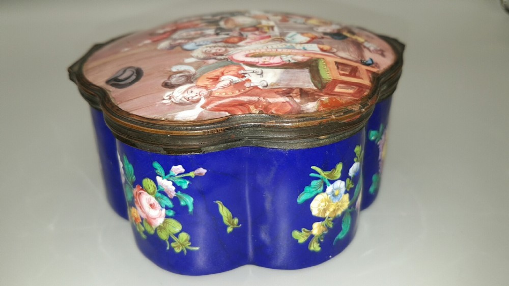 Stunning Antique 18thC (ca 1780) Georgian Enamel Box, with Hogarth Decoration View V