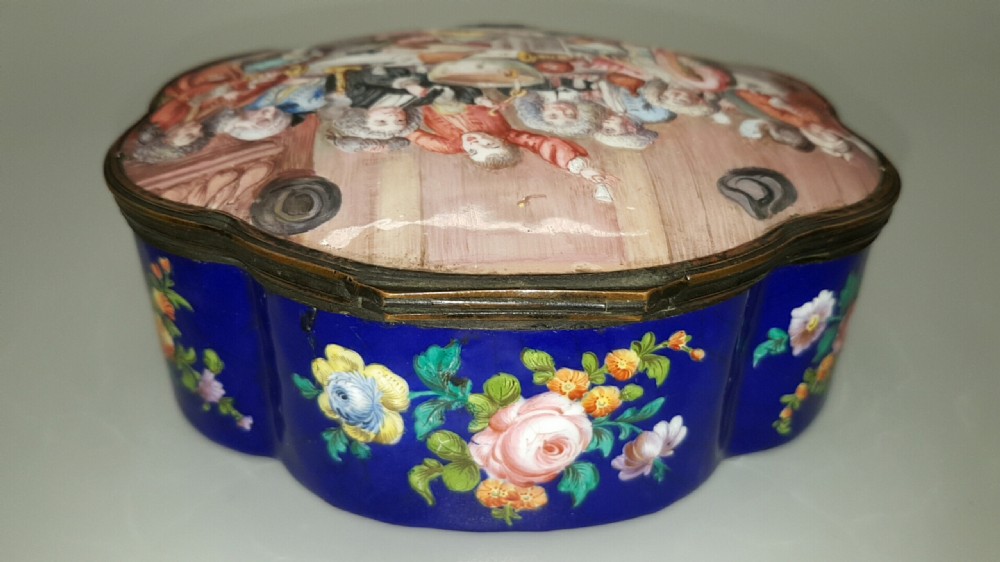 Stunning Antique 18thC (ca 1780) Georgian Enamel Box, with Hogarth Decoration View VI