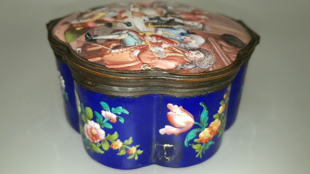 Stunning Antique 18thC (ca 1780) Georgian Enamel Box, with Hogarth Decoration View VII
