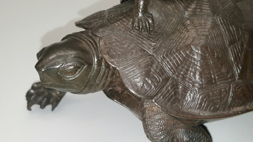 Japanese Meiji Bronze Okimono of Three Turtles by Nogami Ryuki  View V