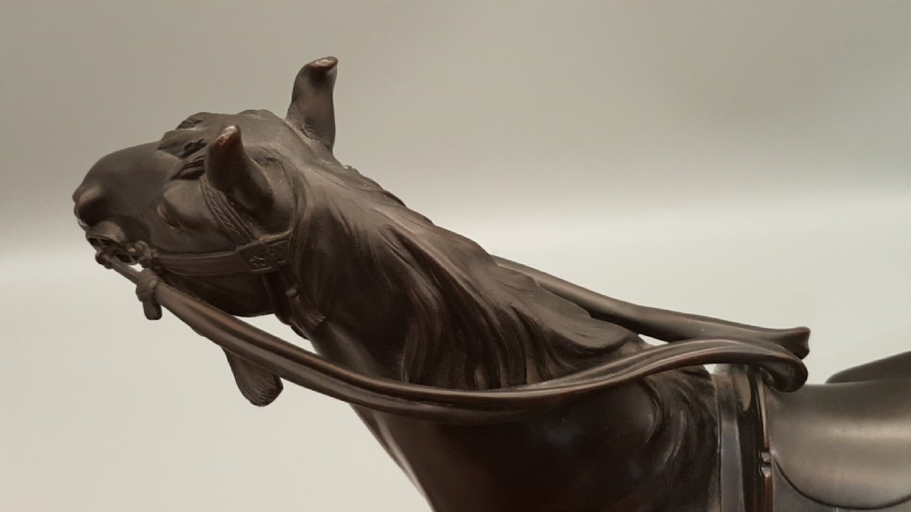 Magnificent Japanese Meiji (late 19thC) Bronze Okimono of Shogun’s Horse, Maruki Company View VII