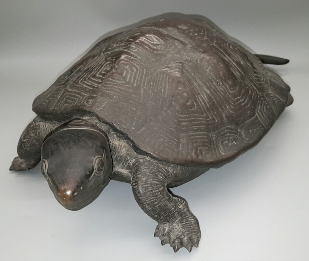 Japanese Antique (1919) Taisho Bronze Okimono of Two Turtles, Style of Murata Seimin View II