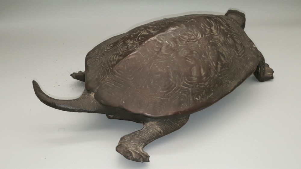 Japanese Antique (1919) Taisho Bronze Okimono of Two Turtles, Style of Murata Seimin View VI