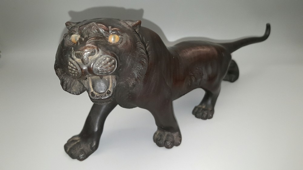 Finely Modelled Japanese Meiji (late 19thC) Bronze Tiger View II