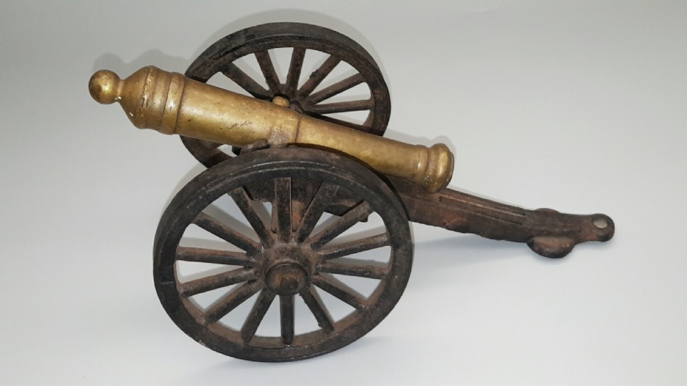 Rare French Antique (19thC) Iron & Bronze Gribeauval Field Gun Model 