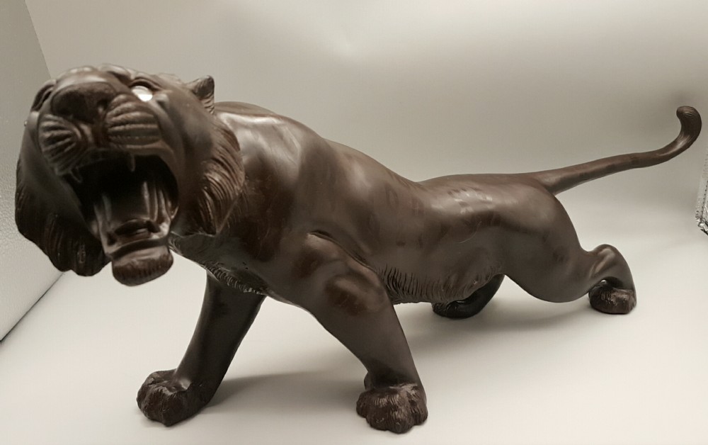 Striking Japanese Meiji (late 19thC) Large Bronze Tiger, Shuzan