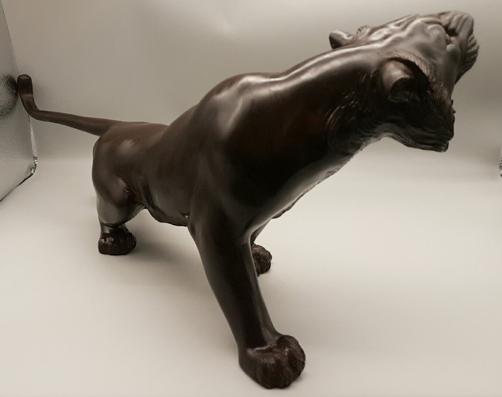 Striking Japanese Meiji (late 19thC) Large Bronze Tiger, Shuzan View II