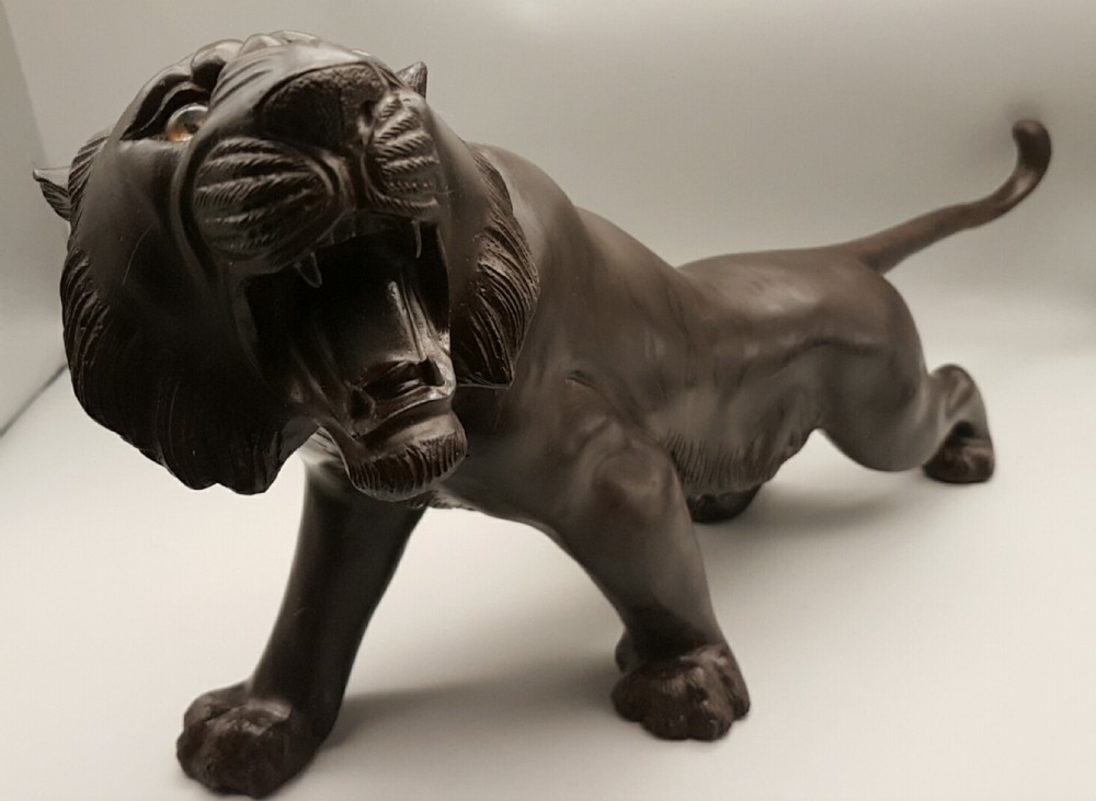 Striking Japanese Meiji (late 19thC) Large Bronze Tiger, Shuzan View III