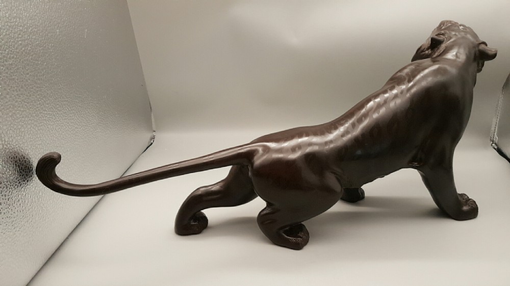 Striking Japanese Meiji (late 19thC) Large Bronze Tiger, Shuzan View VI