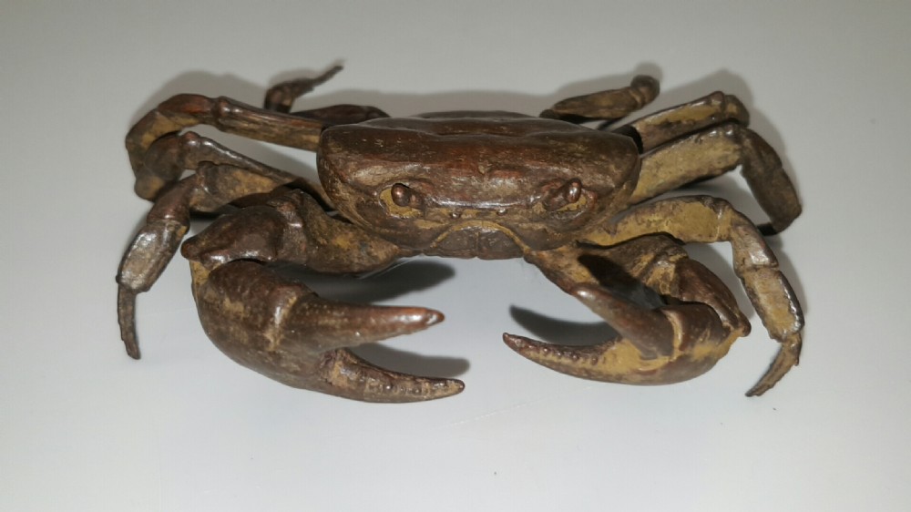 Japanese Meiji (early 20thC) Small Bronze Jizai (Articulated) Spiny Spider Crab